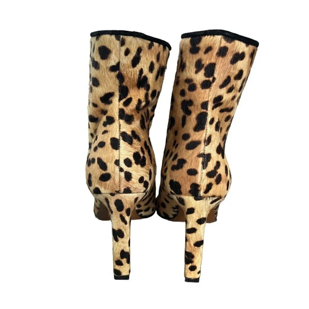 FRAME Le Rodeo Leopard Calf Hair Ankle Boots 6.5 NWOB